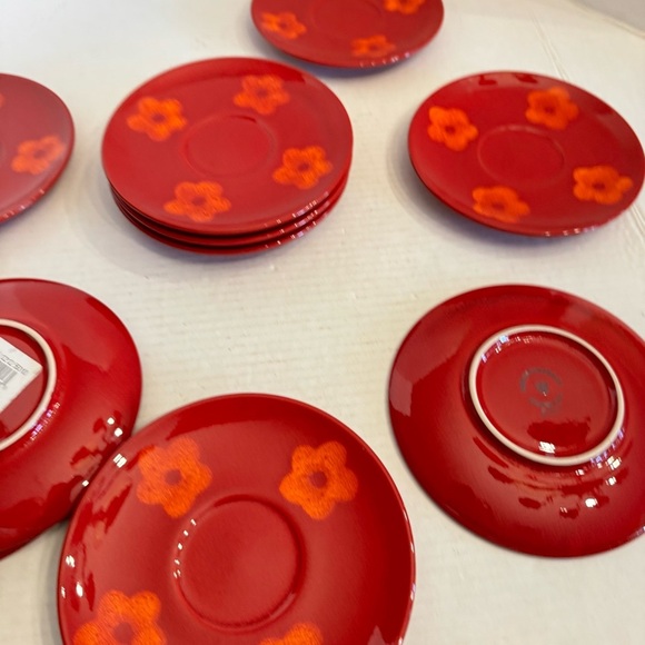 Waechtersbach Freestyle Paradise Saucer Plate Red Orange Flower Germany Set of 5 - Picture 12 of 12